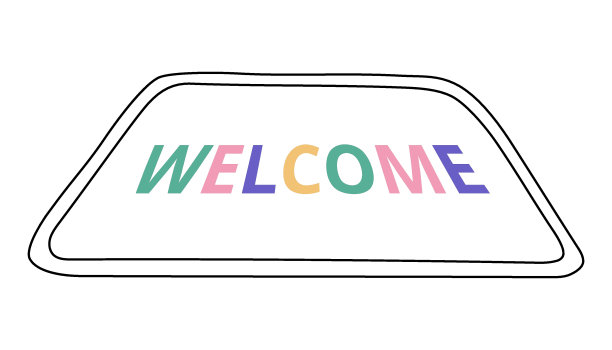 欢迎门垫线图标。矢量图图片下载