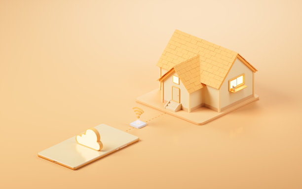 住宅和手机遥控器，3d渲染。图片下载