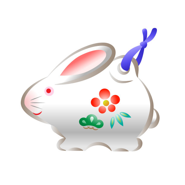 兔年兔钟，矢量插图图片下载