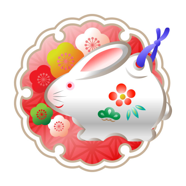 兔子铃铛和花，矢量插图图片下载