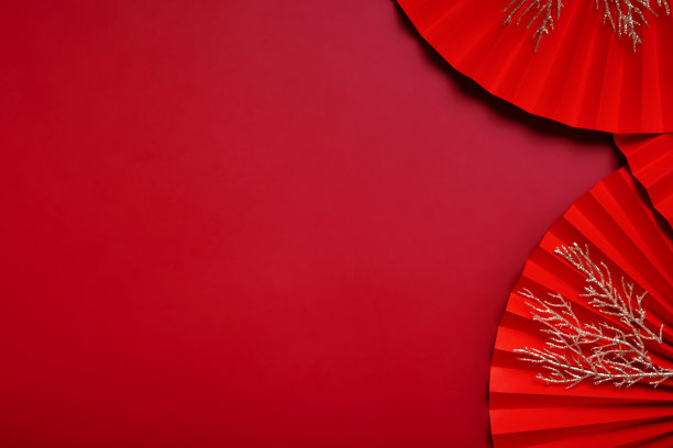 纸艺术符号中国新年顶视图与复制空间图片下载