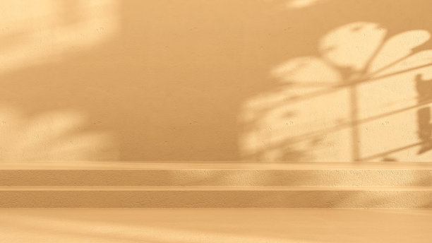 演示墙与柔和的彩色混凝土，与窗户阴影在墙上，演示背景- 3D渲染图片下载