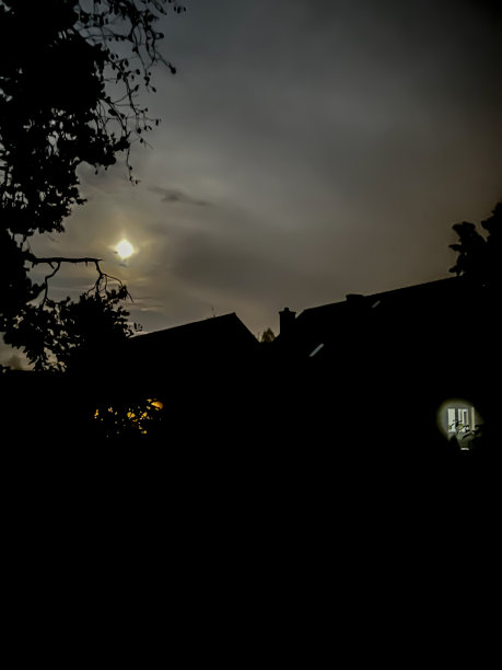 一个天空明亮的夜晚，一轮明月。图片下载