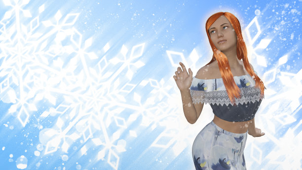 冬天的女孩在雪地上跳舞图片下载