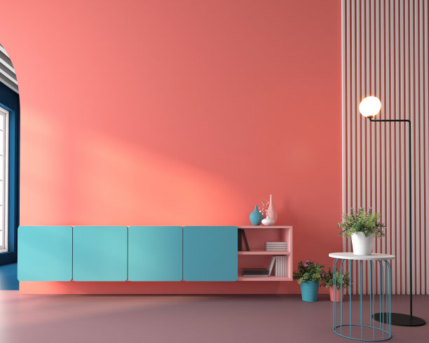 房间里五颜六色的斯堪的纳维亚式电视柜图片下载
