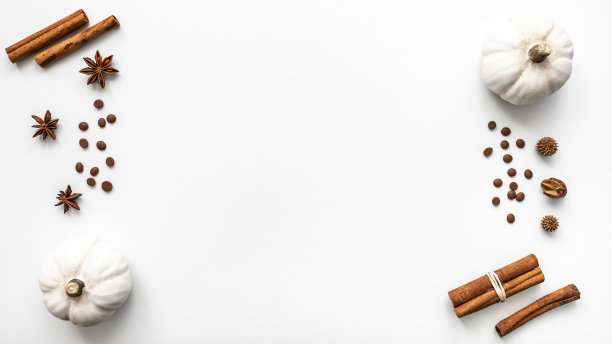 香料和南瓜的俯视图图片下载