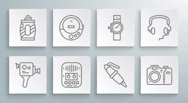 设置线复古电影相机音乐CD播放机图片下载