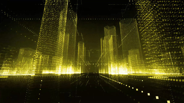 带有抽象粒子的城市景观图片下载