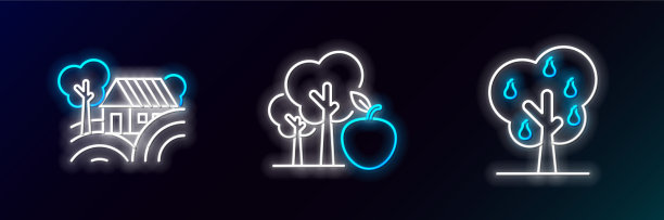 套线树与梨农舍的概念和图片下载