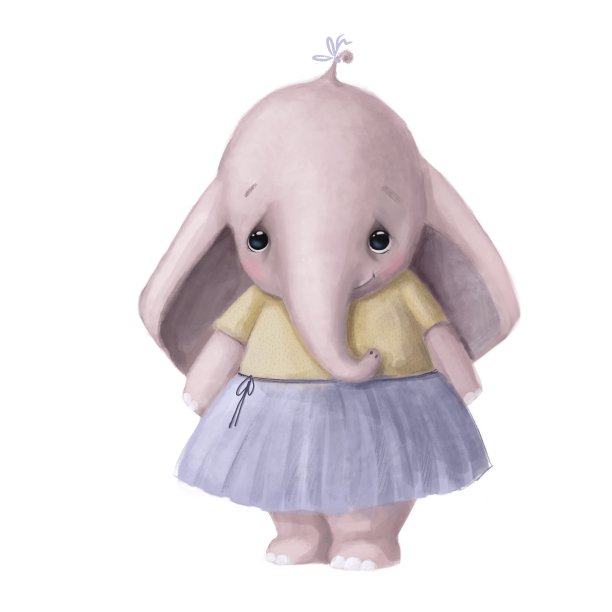 可爱的水彩画大象女孩图片下载