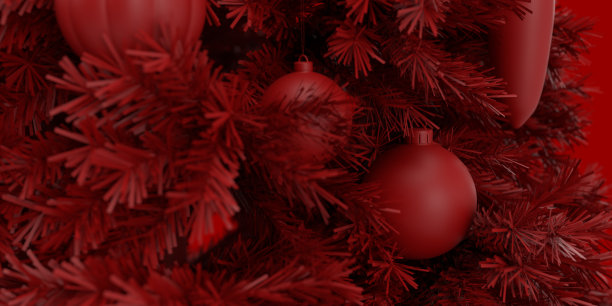 红色背景与圣诞球，空白图片下载