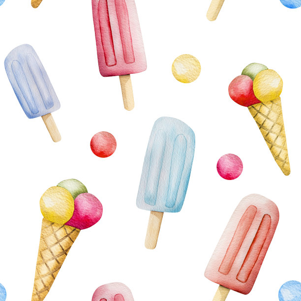 水彩冰淇淋集图片下载
