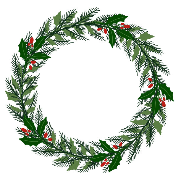 传统的圣诞花环，树枝和红浆果。设计邀请函，贺卡，包装，印刷。图片下载