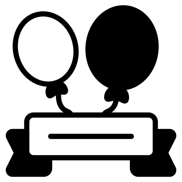 气球黑色填充轮廓图标，圣诞快乐和新年快乐的网页和移动设计图标。图片下载