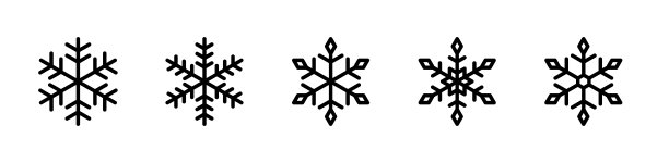 雪花轮廓图标的集合。矢量图形图片下载