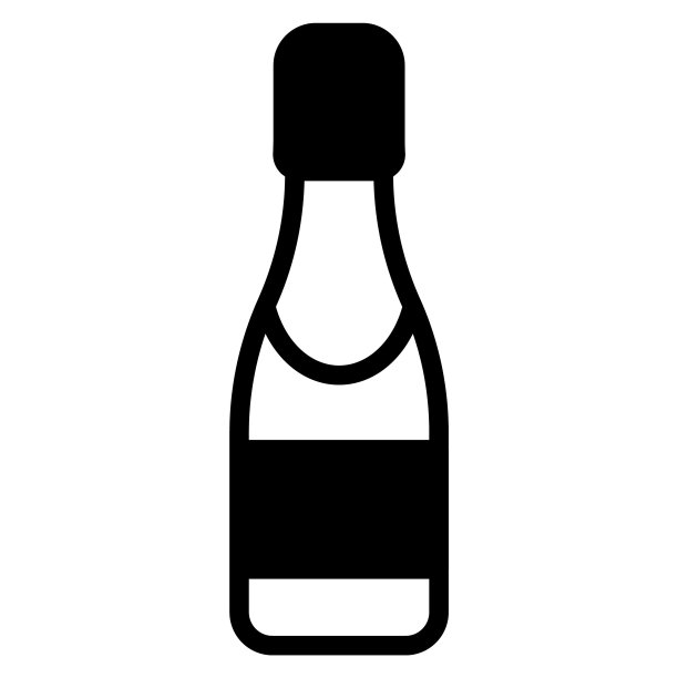 香槟黑色填充轮廓图标，圣诞快乐和新年快乐的网页和移动设计图标。图片下载