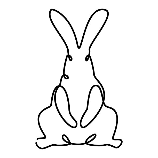 兔子一条线艺术，兔子连续轮廓。动物，中国占星术2023年的象征。简单的极简设计。矢量插画新年图片下载