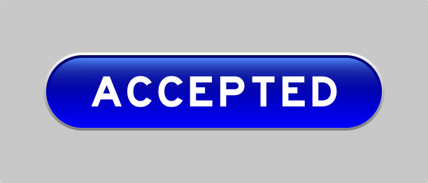 蓝色胶囊形状按钮与文字接受灰色背景图片下载