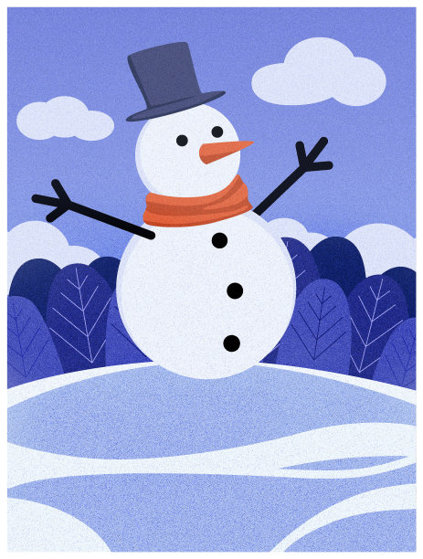 冬天森林里可爱的雪人图片下载