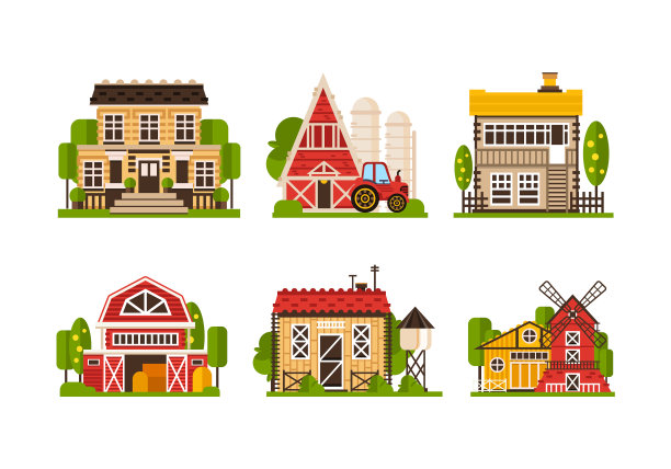 乡村和乡村的房屋和建筑物都停在上面图片下载