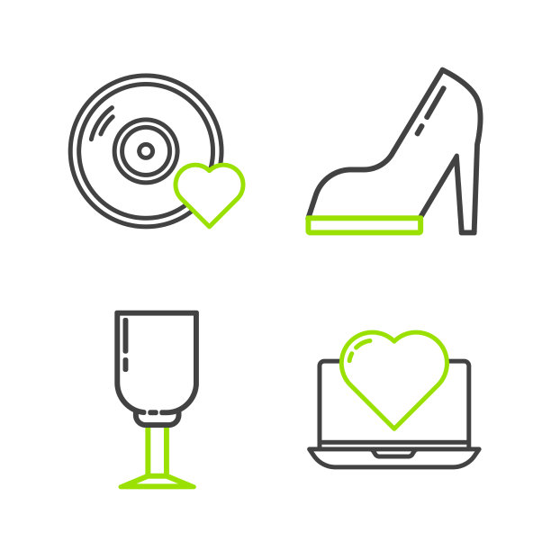 设置线笔记本电脑与心酒杯女鞋图片下载