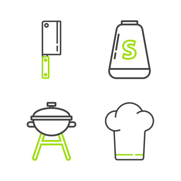 套线厨师帽烧烤，烧烤盐和肉图片下载