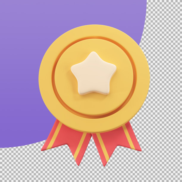 中间有星星的金牌在体育比赛中获胜的奖励。带有剪切路径的3d插图。图片下载