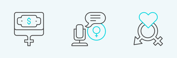 设置线性别钱成长妇女和麦克风图片下载