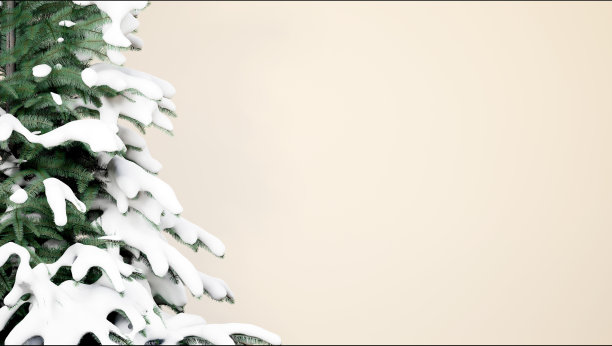 圣诞背景图像的松树与雪有自由的空间。3 d渲染。图片下载