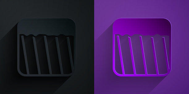 剪纸地面图标孤立在黑色上紫色图片下载