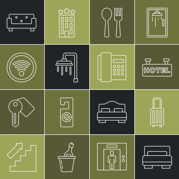 订线酒店房间床行李箱招牌用图片下载