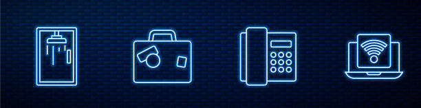 设置线路，电话，手机，淋浴，小屋，行李箱图片下载