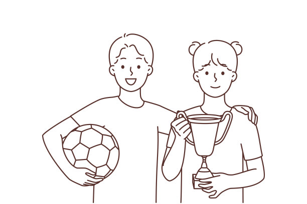 带着球和金奖微笑的孩子们图片下载