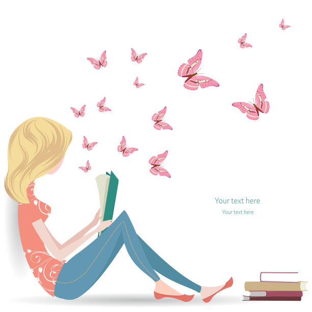 可爱的女孩正在读一本可爱的书图片下载