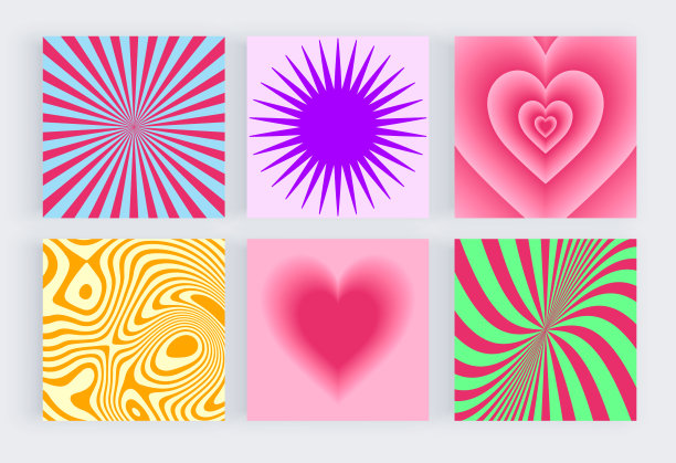 为社交媒体设计的方形彩色groovy复古设计图片下载