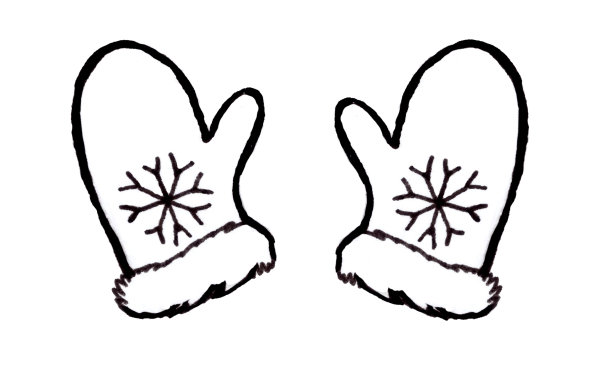 黑白插图的圣诞手套雪花孤立在白色的背景图片下载