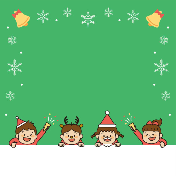 方形框架与孩子们的圣诞派对图片下载