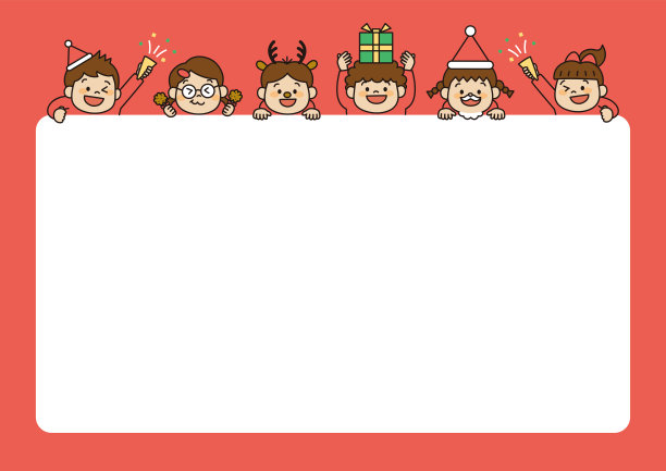 框架模板与孩子们在圣诞派对的服装图片下载