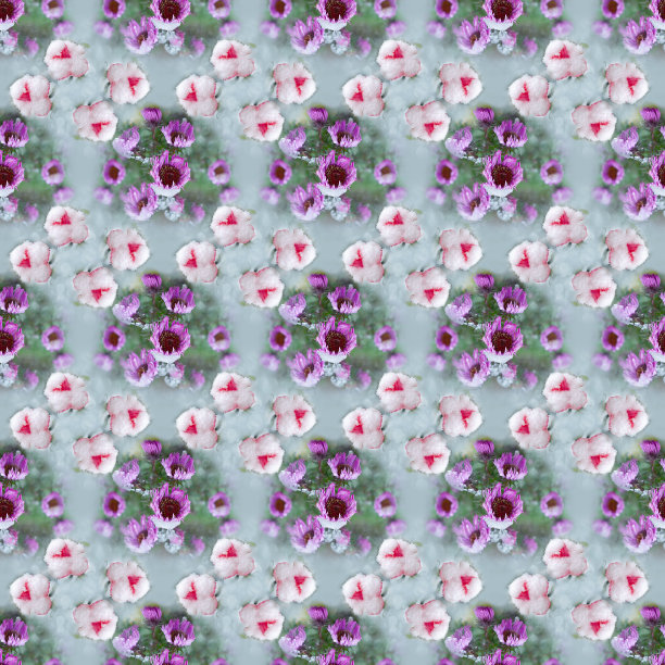 无缝的图案与秋天的花朵覆盖融化的雪。有选择性的重点图片下载