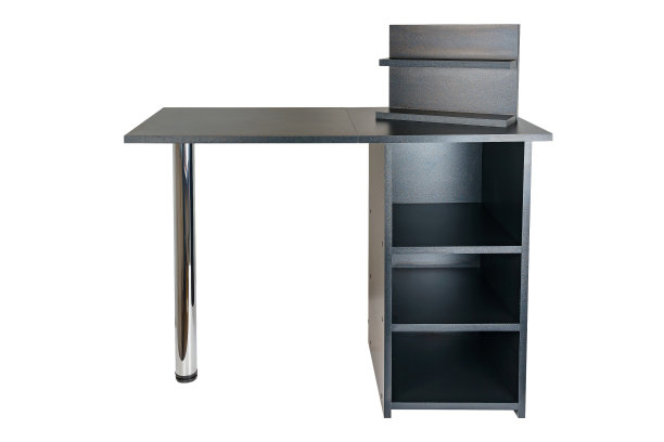 变压器表与架子上的白色隔离背景在展开状态。黑色折叠家具图片下载