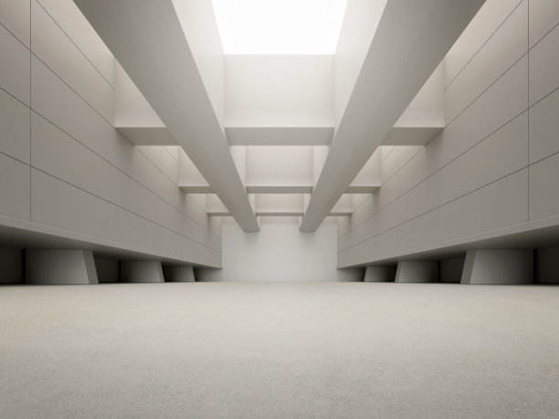 抽象混凝土建筑设计的三维渲染。图片下载