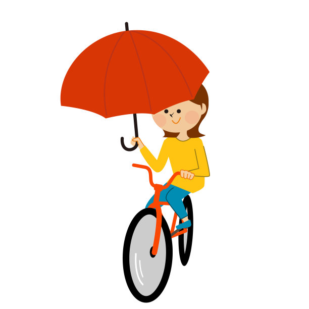 女子打着伞骑自行车图片下载