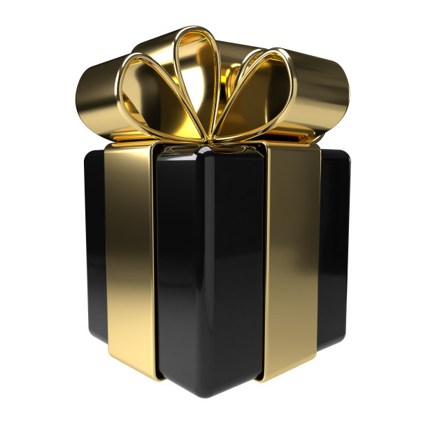 3d礼品盒图标。圣诞佳节黑金礼品包装。图片下载