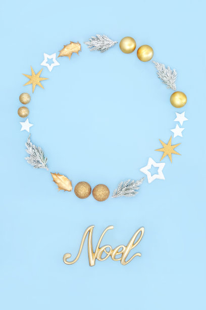 诺埃尔标志和节日圣诞最小花环图片下载