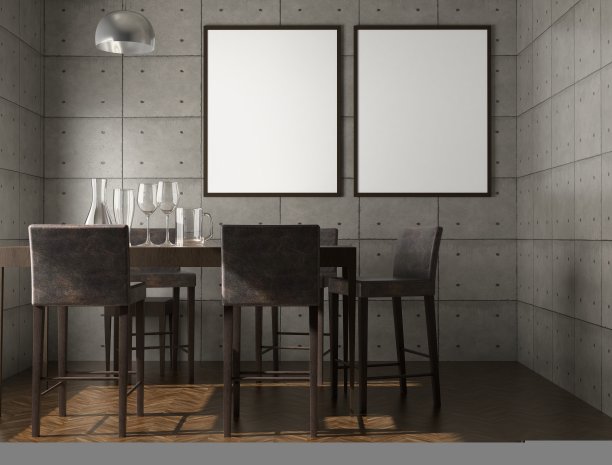 房间里的一套桌椅，墙上挂着一个相框。图片下载