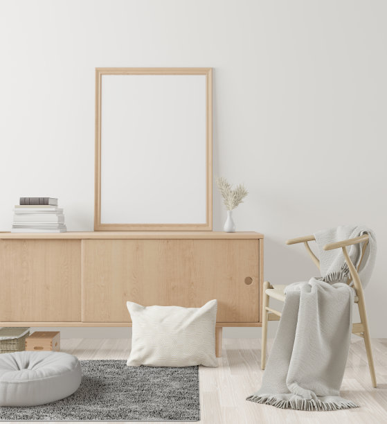 挂在墙上的相框，配有储物柜和花瓶图片下载