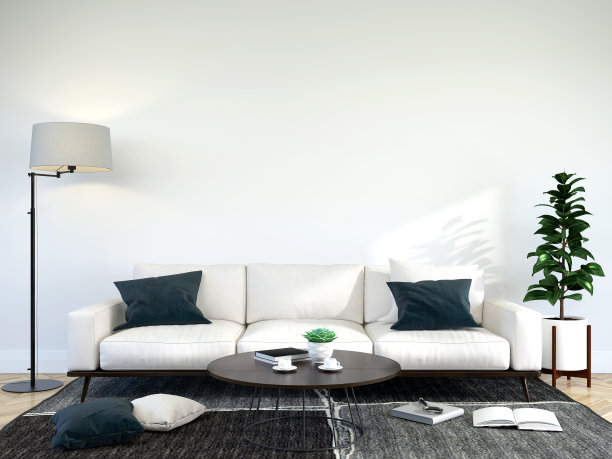 房间里有沙发，旁边放着一盏灯。图片下载