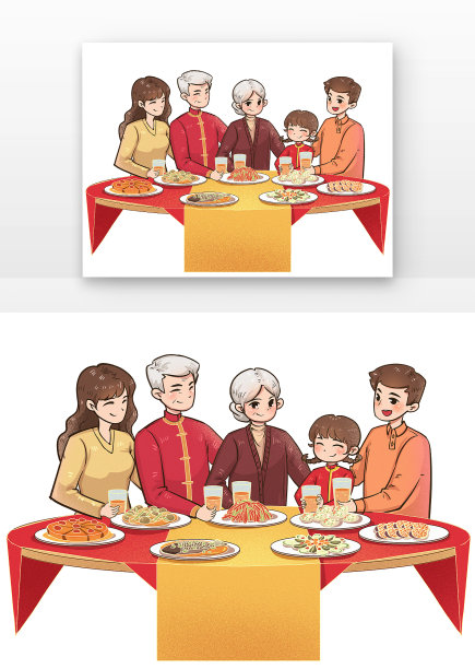 一家人吃年夜饭图片下载