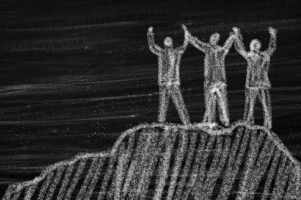 商业团队，领导和成功的剪影概念图片下载