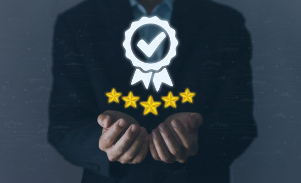 商人显示图标符号复选标记数字技术。最好的质量保证服务理念，产品性能保证，行业领先的ISO认证。图片下载